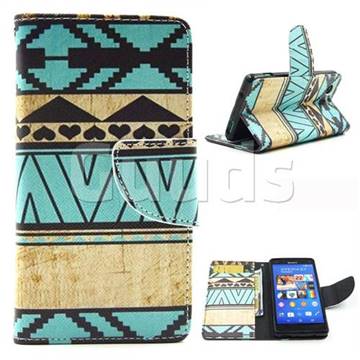 Folk Style Leather Wallet Case for Sony Xperia Z3 Compact Mini D5803 M55w