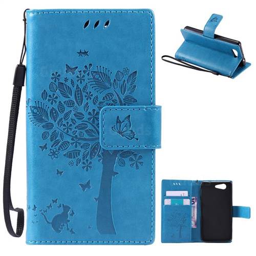 Embossing Butterfly Tree Leather Wallet Case for Sony Xperia Z3 Compact Mini D5803 M55w - Blue
