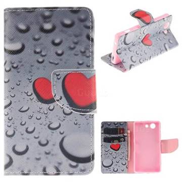 Heart Raindrop PU Leather Wallet Case for Sony Xperia Z3 Compact Mini