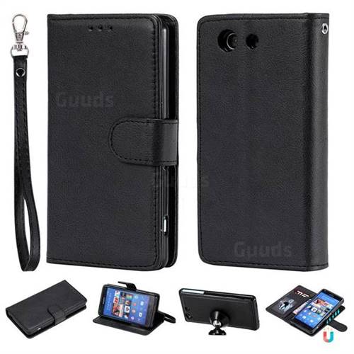Retro Greek Detachable Magnetic PU Leather Wallet Phone Case for Sony Xperia Z3 Compact Mini - Black