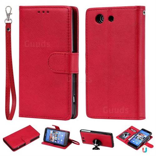 Retro Greek Detachable Magnetic PU Leather Wallet Phone Case for Sony Xperia Z3 Compact Mini - Red