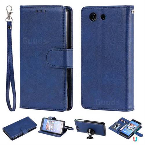 Retro Greek Detachable Magnetic PU Leather Wallet Phone Case for Sony Xperia Z3 Compact Mini - Blue