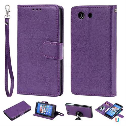 Retro Greek Detachable Magnetic PU Leather Wallet Phone Case for Sony Xperia Z3 Compact Mini - Purple