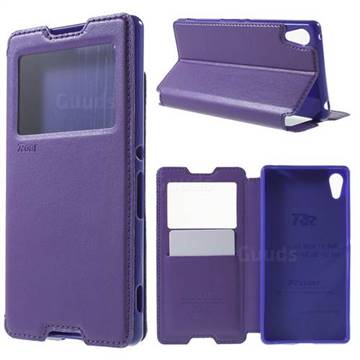 Roar Korea Noble View Leather Flip Cover for Sony Xperia Z4 Z3+ E6553 E6533 - Purple
