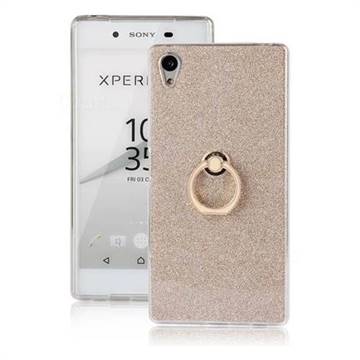 Luxury Soft TPU Glitter Back Ring Cover with 360 Rotate Finger Holder Buckle for Sony Xperia Z5 / Z5 Dual - Golden