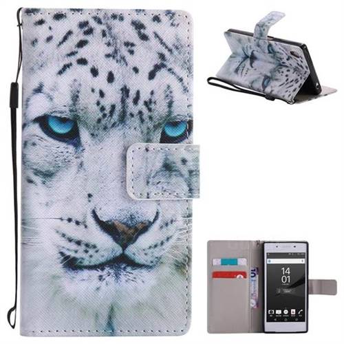 White Leopard PU Leather Wallet Case for Sony Xperia Z5 / Z5 Dual