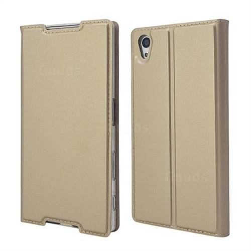 Ultra Slim Card Magnetic Automatic Suction Leather Wallet Case for Sony Xperia Z5 / Z5 Dual - Champagne