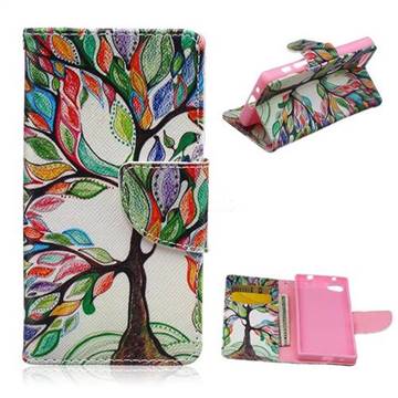 The Tree of Life Leather Wallet Case for Sony Xperia Z5 Compact Mini