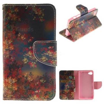 Colored Flowers PU Leather Wallet Case for Sony Xperia Z5 Compact / Z5 Mini