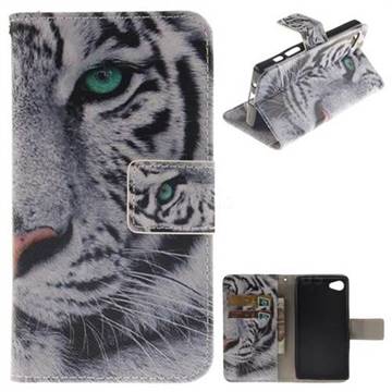 White Tiger PU Leather Wallet Case for Sony Xperia Z5 Compact / Z5 Mini