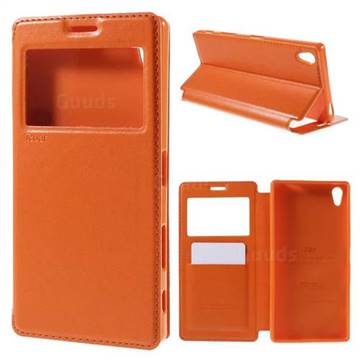 Roar Korea Noble View Leather Flip Cover for Sony Xperia Z5 Premium - Orange