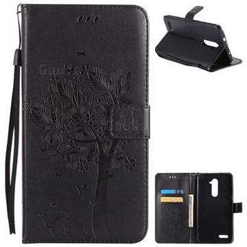 Embossing Butterfly Tree Leather Wallet Case for ZTE Zmax Pro Z981 - Black