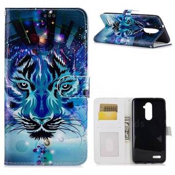 Ice Wolf 3D Relief Oil PU Leather Wallet Case for ZTE Zmax Pro Z981