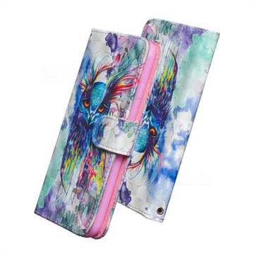 Watercolor Owl 3D Painted Leather Wallet Case for ZTE Zmax Pro Z981