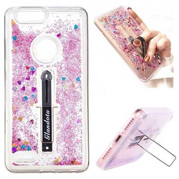 Concealed Ring Holder Stand Glitter Quicksand Dynamic Liquid Phone Case for ZTE Blade Z Max Z982 - Rose