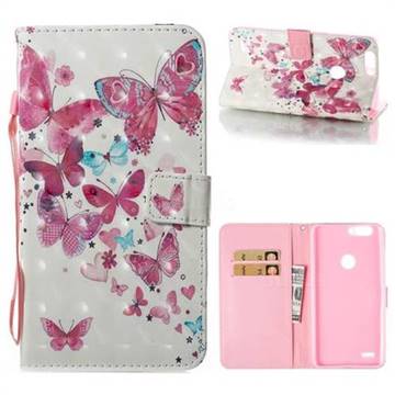 Heart Butterfly 3D Painted Leather Wallet Case for ZTE Blade Z Max Z982
