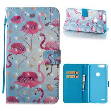 Foraging Flamingo 3D Painted Leather Wallet Case for ZTE Blade Z Max Z982