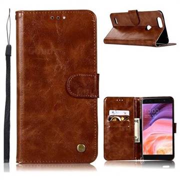 Luxury Retro Leather Wallet Case for ZTE Blade Z Max Z982 - Brown
