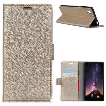 MURREN Litchi Pattern Leather Wallet Phone Case for Asus ZenFone Live (L1) ZA550KL - Golden