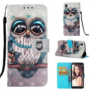 Sweet Gray Owl 3D Painted Leather Wallet Case for Asus ZenFone Live (L1) ZA550KL