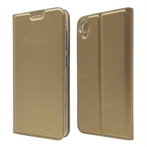 Ultra Slim Card Magnetic Automatic Suction Leather Wallet Case for Asus ZenFone Live (L1) ZA550KL - Champagne