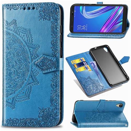 Embossing Imprint Mandala Flower Leather Wallet Case for Asus ZenFone Live (L1) ZA550KL - Blue