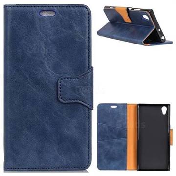 MURREN Luxury Crazy Horse PU Leather Wallet Phone Case for Asus Zenfone Live ZB501KL / Zenfone 3 Go - Blue