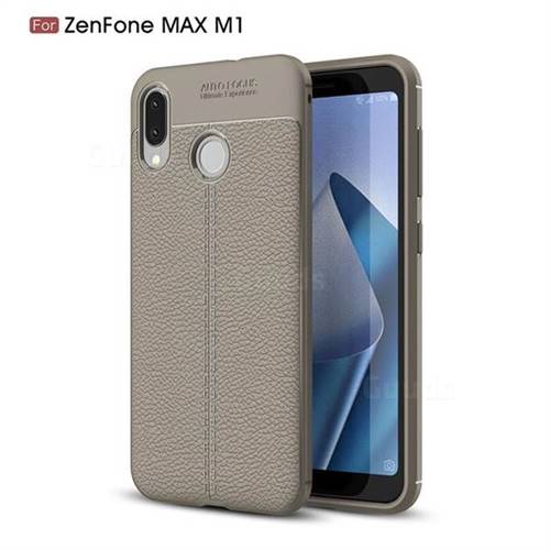 Luxury Auto Focus Litchi Texture Silicone TPU Back Cover for Asus Zenfone Max (M1) ZB555KL - Gray