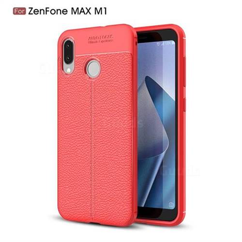 Luxury Auto Focus Litchi Texture Silicone TPU Back Cover for Asus Zenfone Max (M1) ZB555KL - Red
