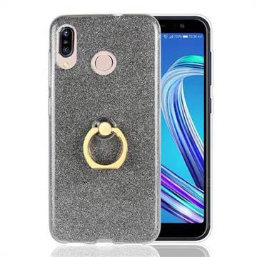 Luxury Soft TPU Glitter Back Ring Cover with 360 Rotate Finger Holder Buckle for Asus Zenfone Max (M1) ZB555KL - Black
