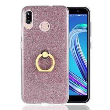 Luxury Soft TPU Glitter Back Ring Cover with 360 Rotate Finger Holder Buckle for Asus Zenfone Max (M1) ZB555KL - Pink