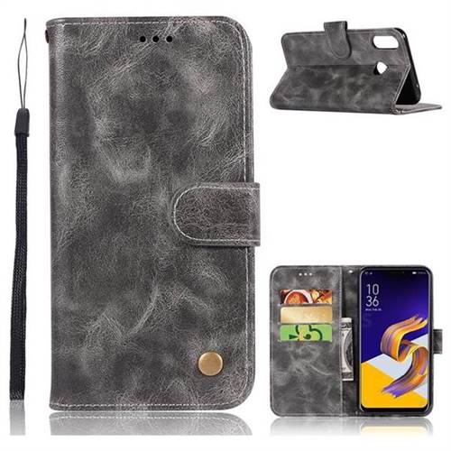 Luxury Retro Leather Wallet Case for Asus Zenfone Max (M1) ZB555KL - Gray