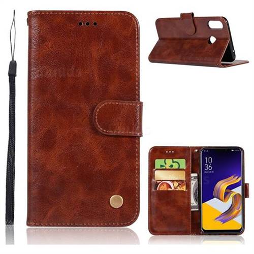 Luxury Retro Leather Wallet Case for Asus Zenfone Max (M1) ZB555KL - Brown