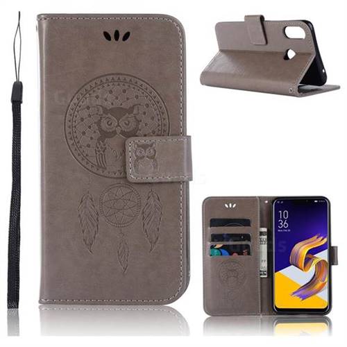 Intricate Embossing Owl Campanula Leather Wallet Case for Asus Zenfone Max (M1) ZB555KL - Grey