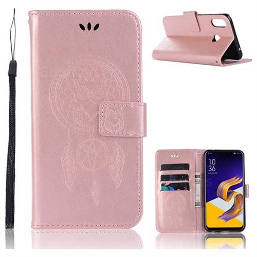 Intricate Embossing Owl Campanula Leather Wallet Case for Asus Zenfone Max (M1) ZB555KL - Rose Gold