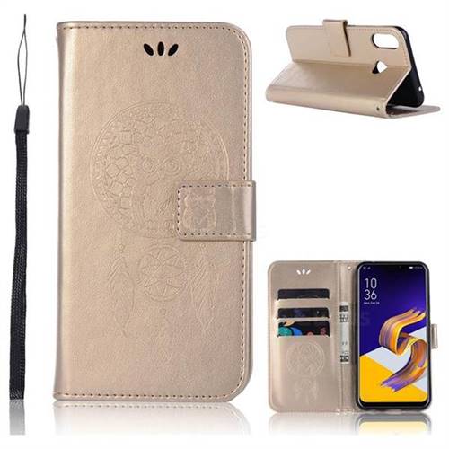 Intricate Embossing Owl Campanula Leather Wallet Case for Asus Zenfone Max (M1) ZB555KL - Champagne