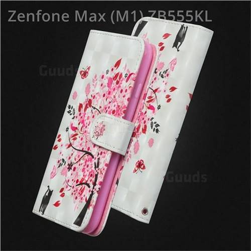 Tree and Cat 3D Painted Leather Wallet Case for Asus Zenfone Max (M1) ZB555KL