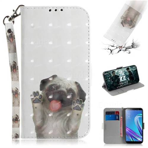 Pug Dog 3D Painted Leather Wallet Phone Case for Asus Zenfone Max (M1) ZB555KL