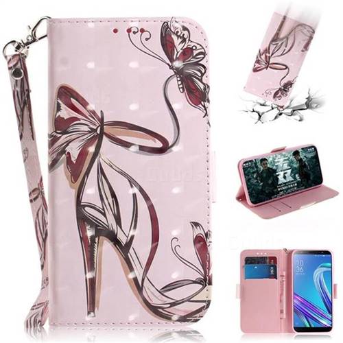Butterfly High Heels 3D Painted Leather Wallet Phone Case for Asus Zenfone Max (M1) ZB555KL