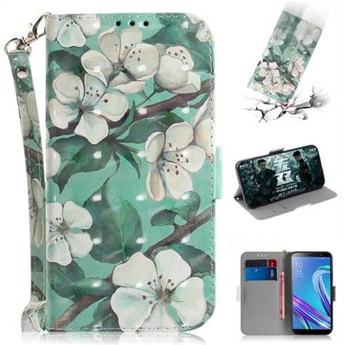 Watercolor Flower 3D Painted Leather Wallet Phone Case for Asus Zenfone Max (M1) ZB555KL