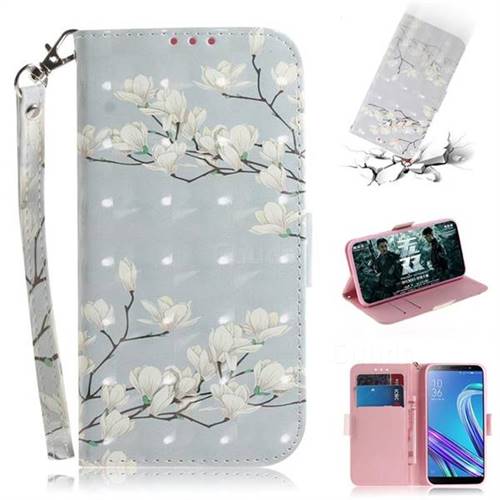 Magnolia Flower 3D Painted Leather Wallet Phone Case for Asus Zenfone Max (M1) ZB555KL