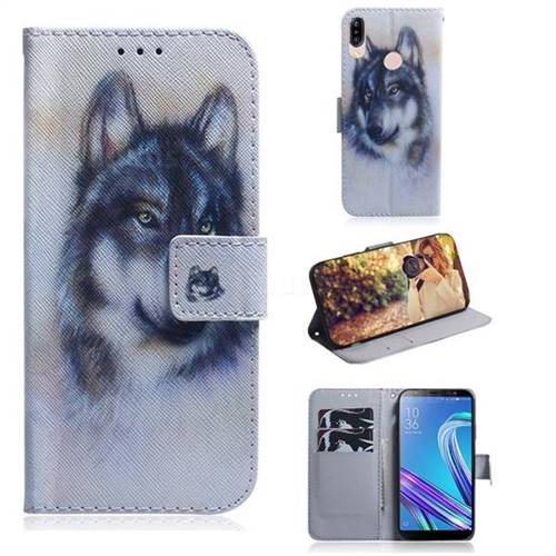 Snow Wolf PU Leather Wallet Case for Asus Zenfone Max (M1) ZB555KL