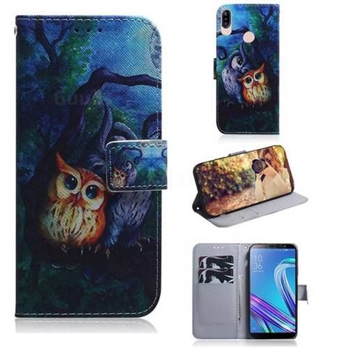 Oil Painting Owl PU Leather Wallet Case for Asus Zenfone Max (M1) ZB555KL