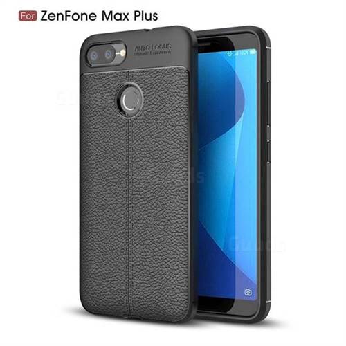 Luxury Auto Focus Litchi Texture Silicone TPU Back Cover for Asus Zenfone Max Plus (M1) ZB570TL - Black