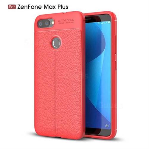 Luxury Auto Focus Litchi Texture Silicone TPU Back Cover for Asus Zenfone Max Plus (M1) ZB570TL - Red