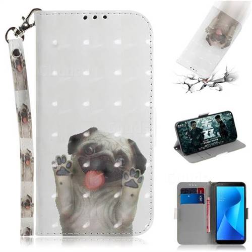 Pug Dog 3D Painted Leather Wallet Phone Case for Asus Zenfone Max Plus (M1) ZB570TL