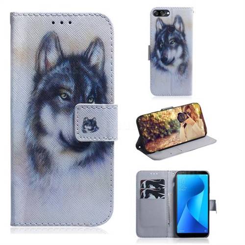 Snow Wolf PU Leather Wallet Case for Asus Zenfone Max Plus (M1) ZB570TL