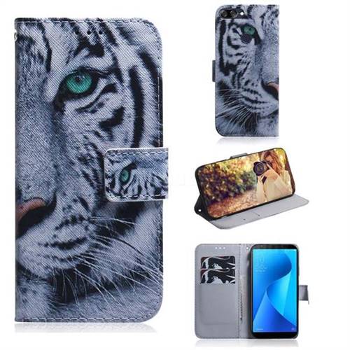 White Tiger PU Leather Wallet Case for Asus Zenfone Max Plus (M1) ZB570TL