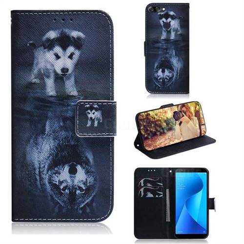 Wolf and Dog PU Leather Wallet Case for Asus Zenfone Max Plus (M1) ZB570TL