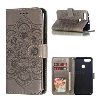 Intricate Embossing Datura Solar Leather Wallet Case for Asus Zenfone Max Plus (M1) ZB570TL - Gray